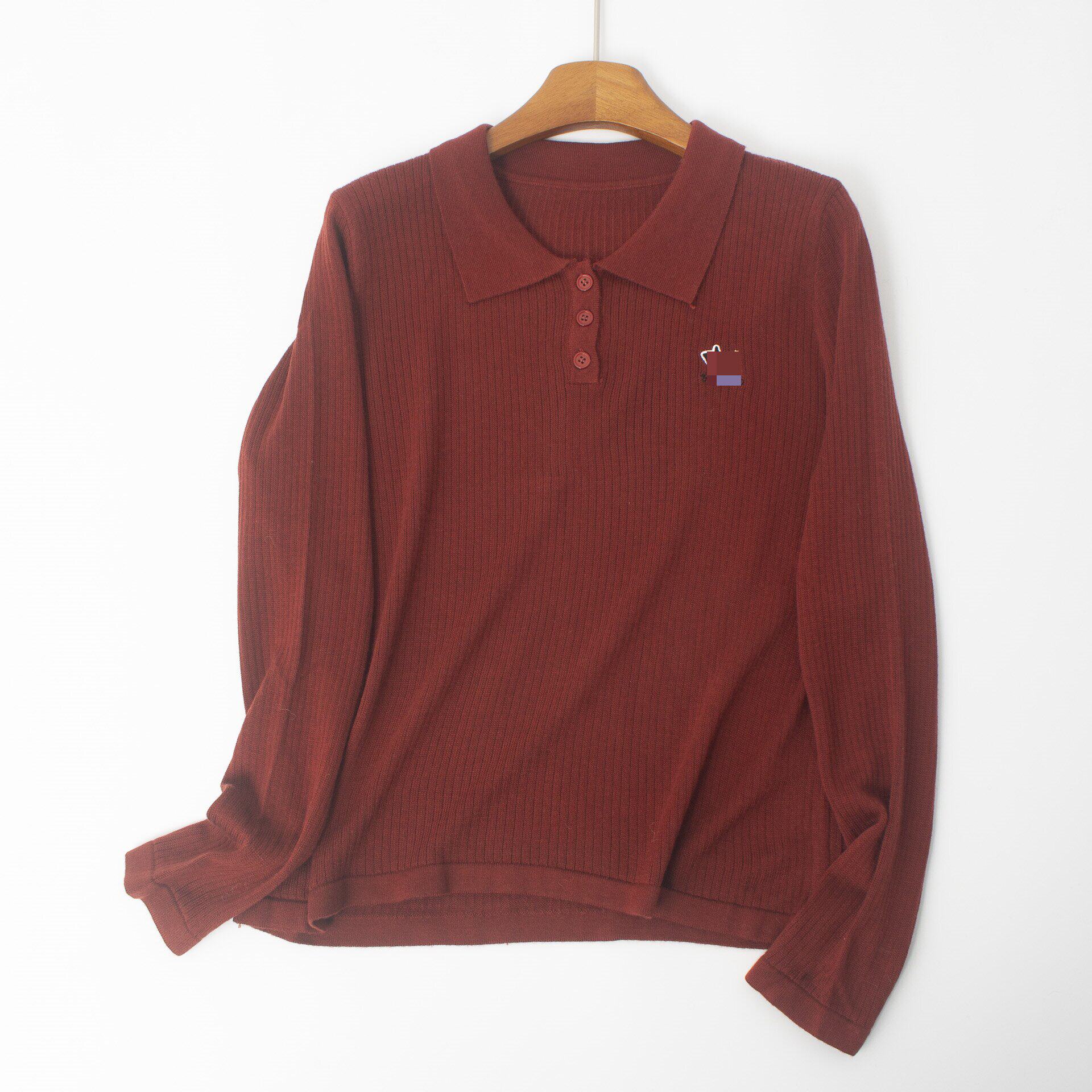 羊毛混纺春夏新品休闲风POLO翻领针织衫女百搭套头毛衣薄款上衣