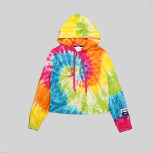 刁蛮公主   女士有帽轧染天鹅绒全开襟拉链短装长袖卫衣10对面