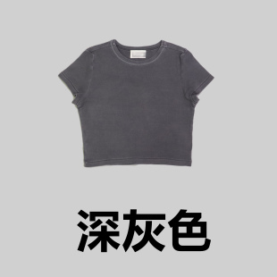 刁蛮公主 女士圆领件染洗有机棉短装短袖罗纹有机棉T恤A-6