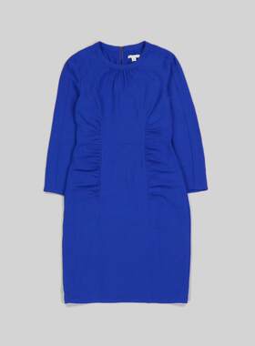 刁蛮公主  女士圆领九分袖立体缩褶接驳修身后中全拉链连衣裙SHOP