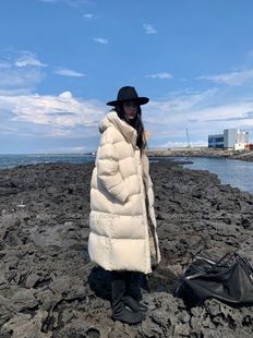 宽松显瘦百搭休闲羽绒服女长款 韩版 连帽外套 新款 Onebytwo2025冬季