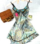 特价 睡衣女夏仿真丝睡裙优雅孔雀仿蚕丝绸性感吊带蕾丝家居服清仓