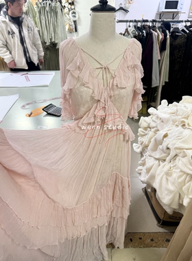 wenn studio 5m用料 新款法式浪漫纯欲风仙气千层飘逸连衣裙