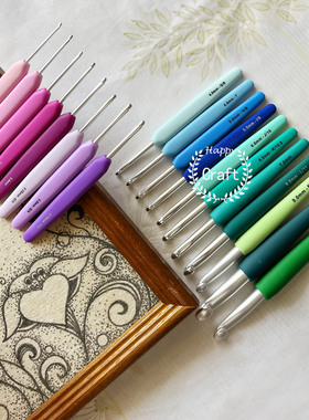 印度进口KnitPro Waves 铝质钩针 2.0-12.0mm编织工具 糖果色