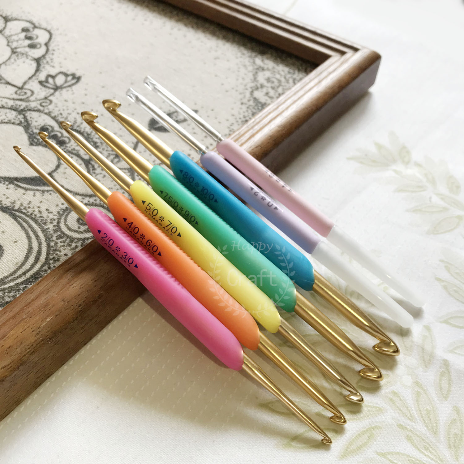 日本进口Hamanaka彩色双头钩针长度约13.5CM毛线编织日本和麻纳卡