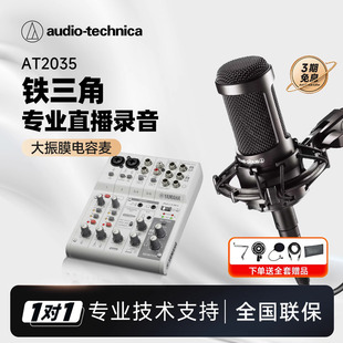 铁三角麦克风 AT2035电容话筒直播唱歌专用配音录音设备声卡套装