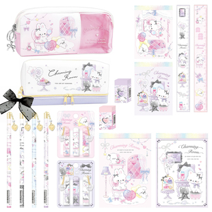 日本qlia可爱的房间系列小猫小兔笔袋铅笔橡皮尺子便签铅笔帽