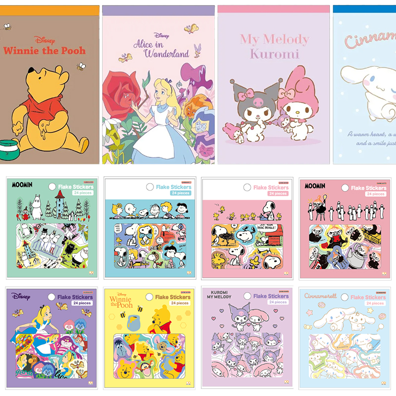 日本sunstar太阳星爱丽丝三丽鸥噗噗史努比姆明贴纸B7便签本