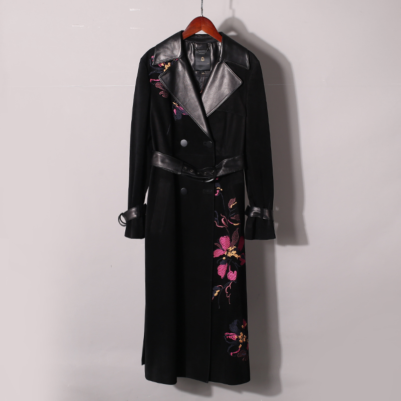 长款百搭修身高端皮衣外套