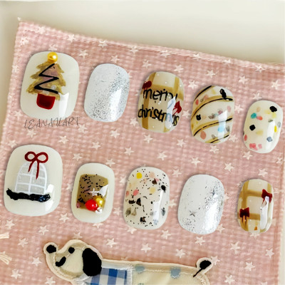 圣诞树｜新款高级感手绘小众ins风设计感显白高品质纯手工穿戴甲