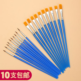 儿童绘画使用笔刷涂鸦涂色勾线排笔水粉尼龙画刷DIY手工绘画工具
