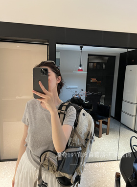 摩登mdeng197简约时尚百搭圆领短袖T恤女秋休闲显瘦短款上衣52289