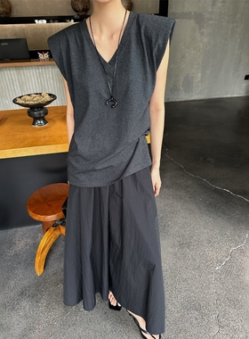 摩登mdeng197松紧腰大摆裙2025春夏新款简约休闲百搭半身裙81599