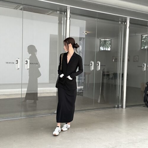 摩登197女秋季开衫半身裙套装