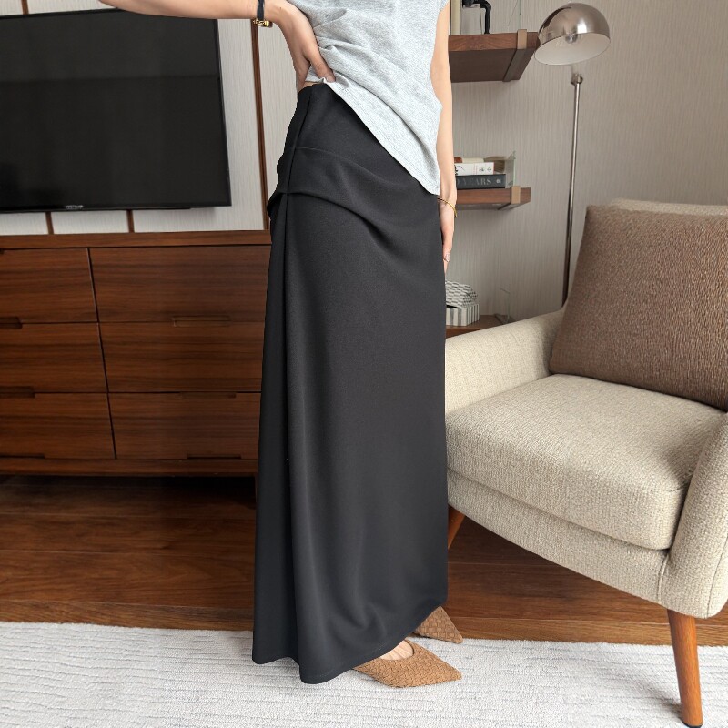 摩登mdeng197高腰侧开叉半身裙女2026春新设计感A字直筒裙G210095