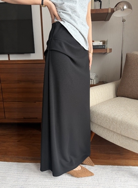 摩登mdeng197高腰侧开叉半身裙女2026春新设计感A字直筒裙G210095
