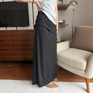 摩登mdeng197高腰侧开叉半身裙女2026春新设计感A字直筒裙G210095