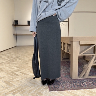 摩登MDENG197宽腰后开叉直筒半身裙女2026春新显瘦百搭长裙 2K169