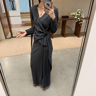 套装 摩登mdeng197系带设计V领长袖 时尚 新款 1F551 两件套女2026春季