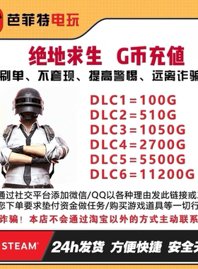 PUBGG币绝地求生皮肤官方G币金币游戏币充值点券吃鸡兑换码CDK