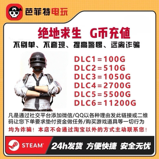 PUBGG币绝地求生皮肤官方G币金币游戏币充值点券吃鸡兑换码CDK