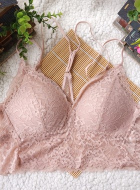 奥嘉丽内衣女美背文胸不凸点三角杯无钢圈薄款蕾丝背心肤色BL068