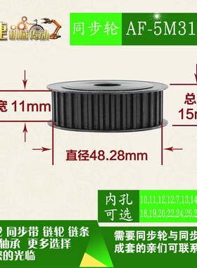 劲科45钢同步轮HTD5M31齿 AF型 直径48.28带宽1 1mm圆孔带顶丝