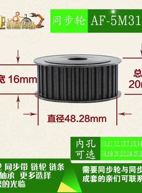 劲科45钢同步轮HTD5M31齿 AF型 直径48.28带宽1 6mm圆孔带顶丝