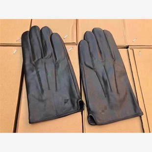 军官手套皮季男校常皮手套加绒保暖羊皮手套黑色真皮骑行手套