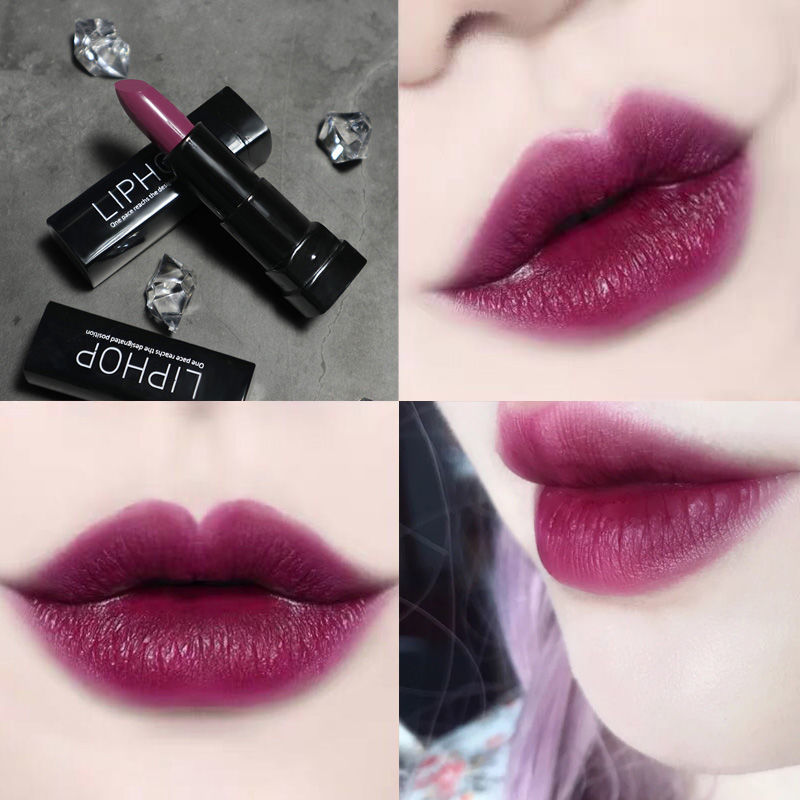 超显白ins超火的深紫色口红大牌女哑光雾面不脱色梅子色玫紫红色