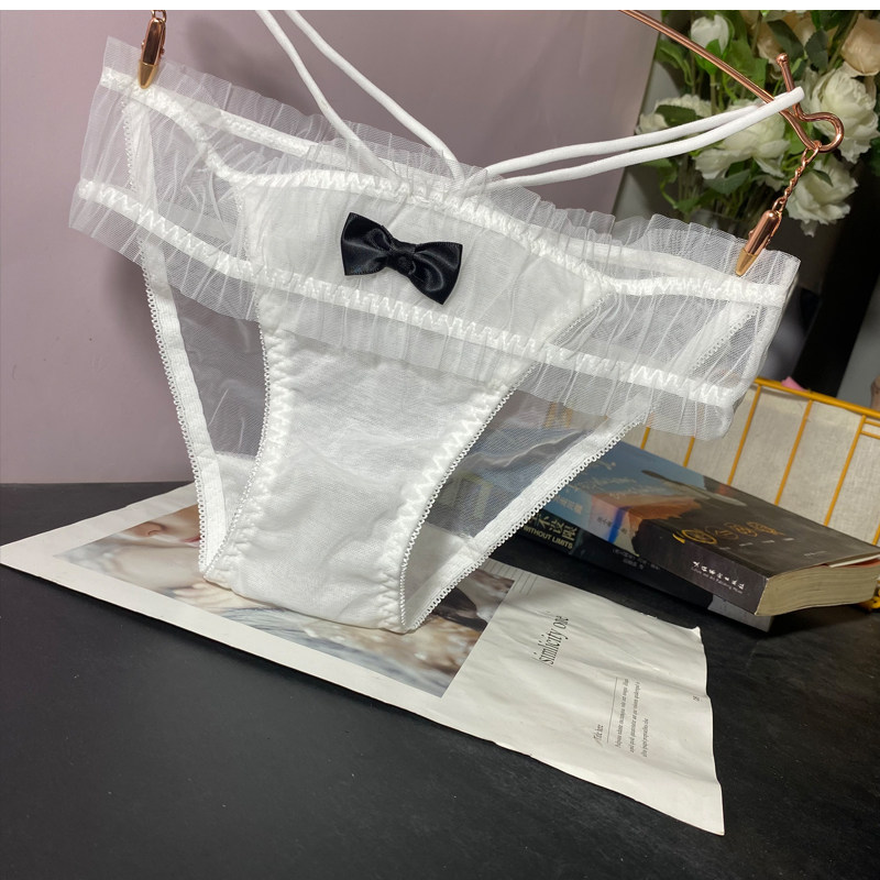 性感日系网纱透明甜美少女三角裤 蝴蝶结低腰女人内裤 underwear