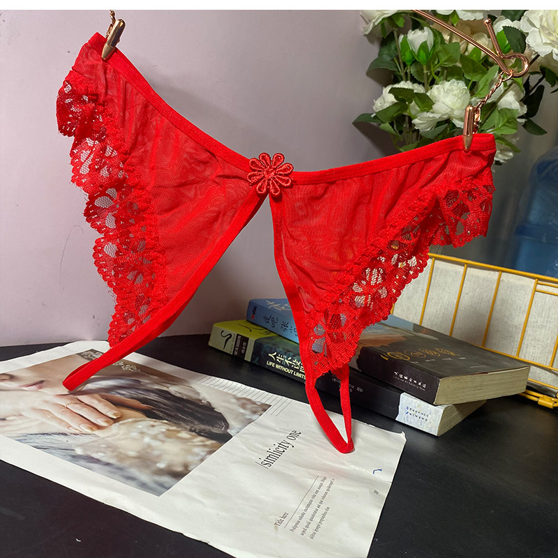 女人低腰蕾丝花边丁字内裤性感大镂空刺绣花朵内裤sexy underwear