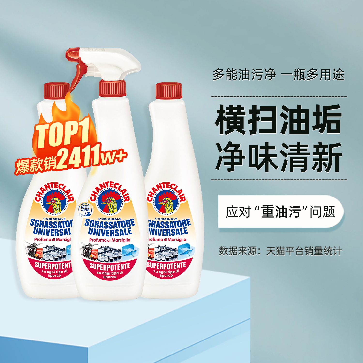 【直播专享】大公鸡油污净厨房去油污强力清洁剂抽油烟机清洗剂