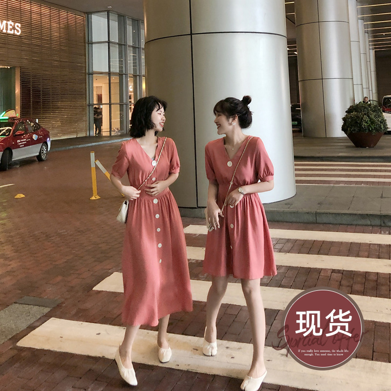 曾小咸女夏v领连衣裙2019新款短裙券后139.00元