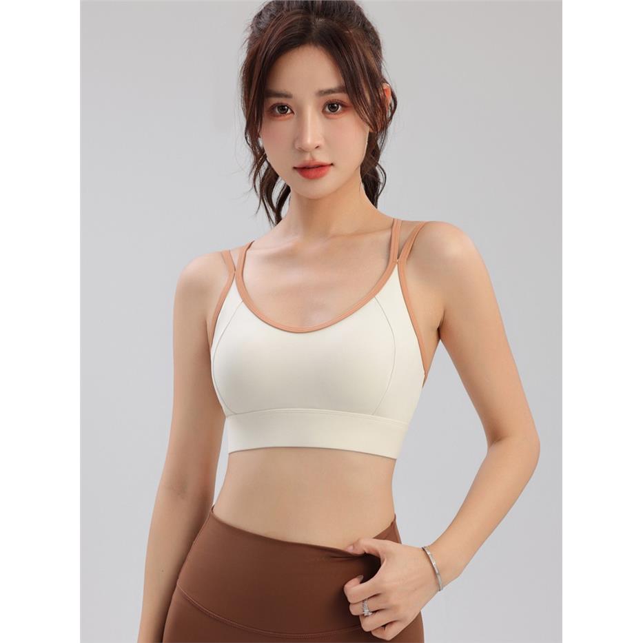 运动内衣女撞色背心固定