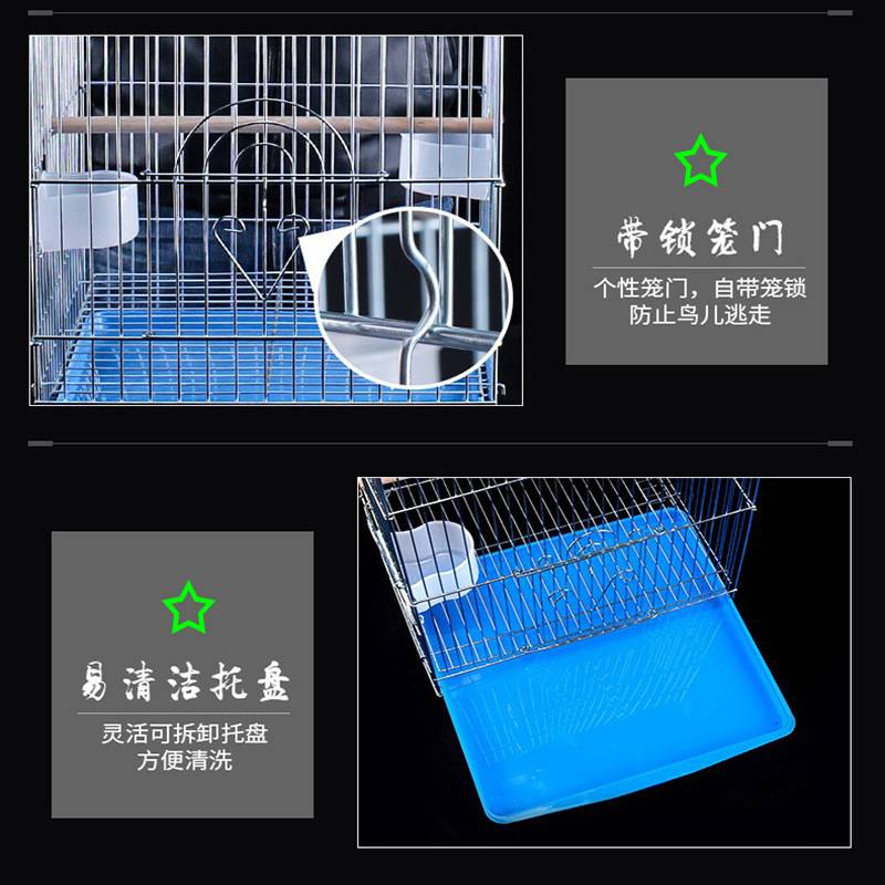 318电镀八哥笼镀锌鸟笼虎皮鸟笼大号折叠玄凤鸟笼大铁丝鸟笼