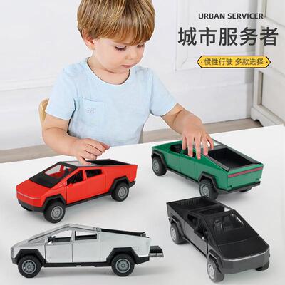 The childrens inert pickup car model Tesla is a boys gift