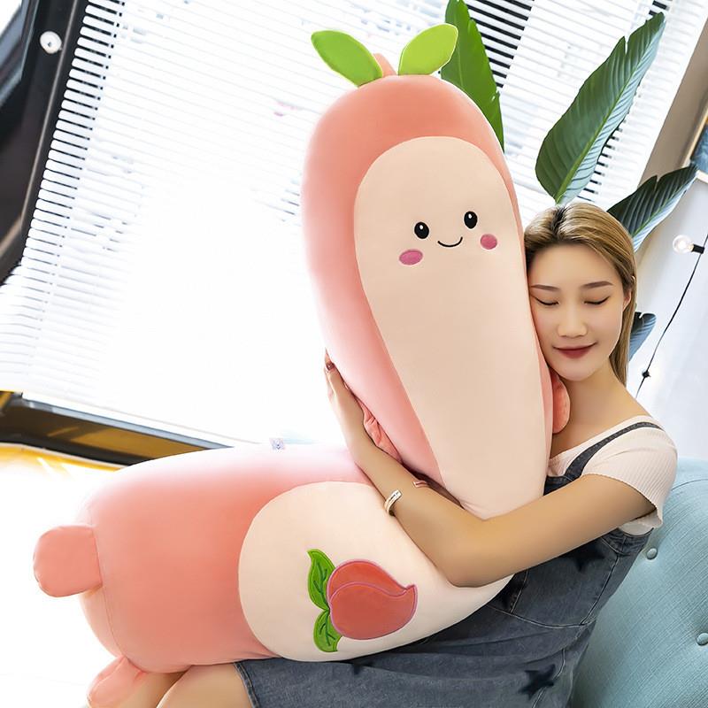 Peaches with velvet toy with long pillows and buttery baby d