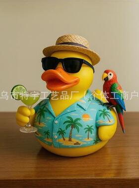The resin sets up Jimmy Buffett to honor the ducks tropics.