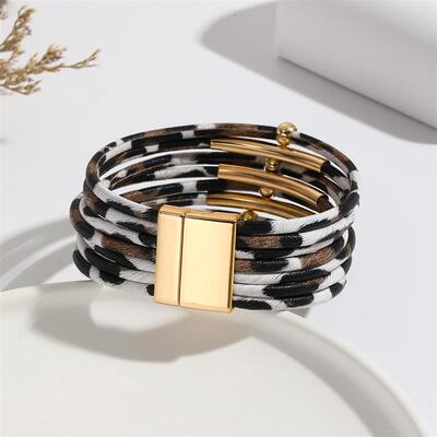 The leopard-tied magnet bracelets, female leather-happiness
