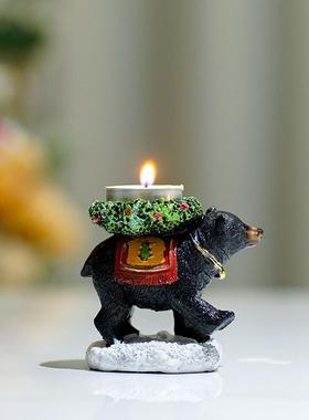 The European Black Bear candlesticks are decorated with a re