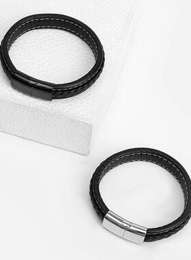 Skin ropes weave handrings, stainless steel magnets, couple