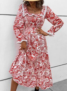 The Valentines Day girl wears a long, long-sleeved dress wi