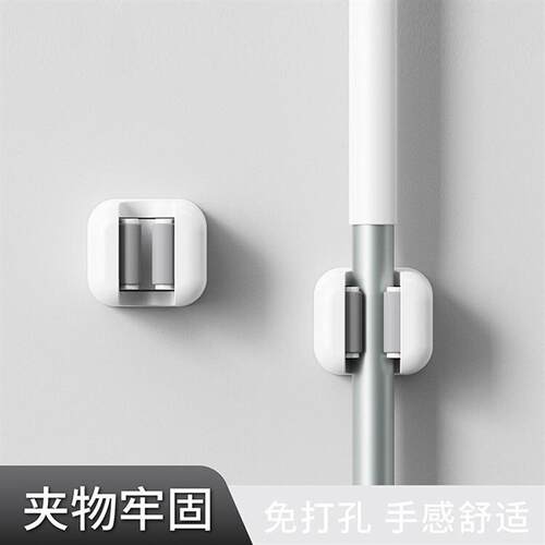 Tow the wall-tocking hooks without punching the toilet mops