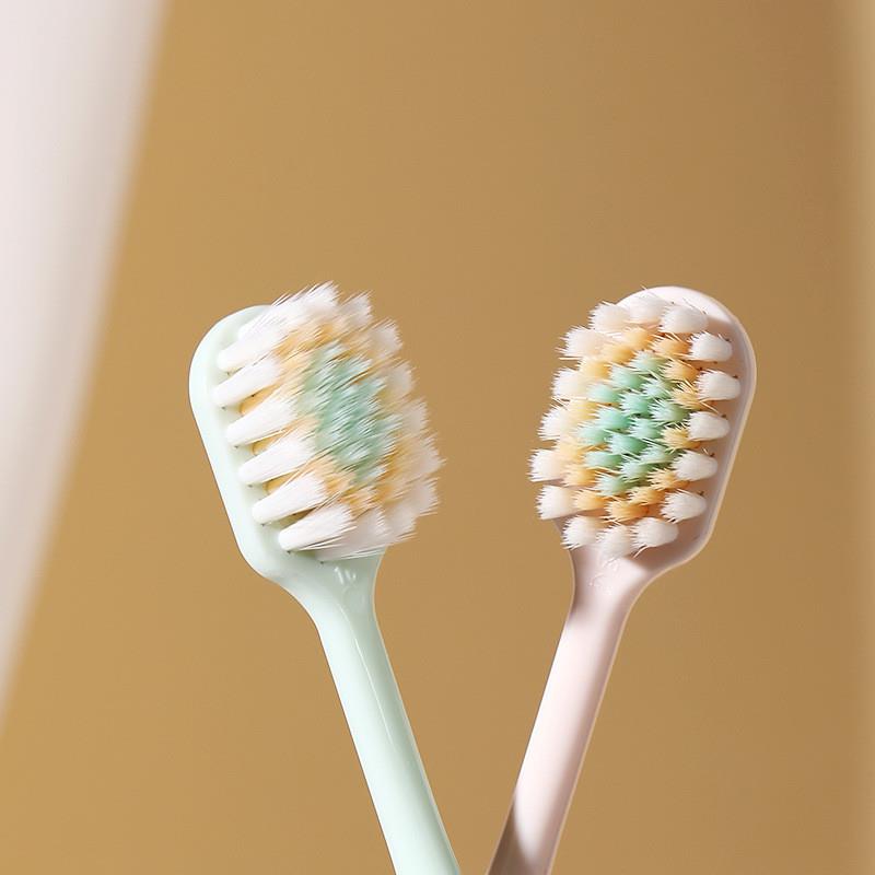 Adults with thin-headed toothbrush with three soft-brushed m