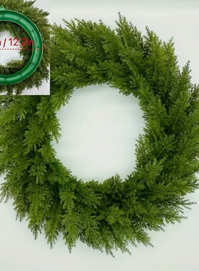 亚马逊圣诞装饰绿色松树叶花环节日家居橱窗布置仿真松柏藤圈门