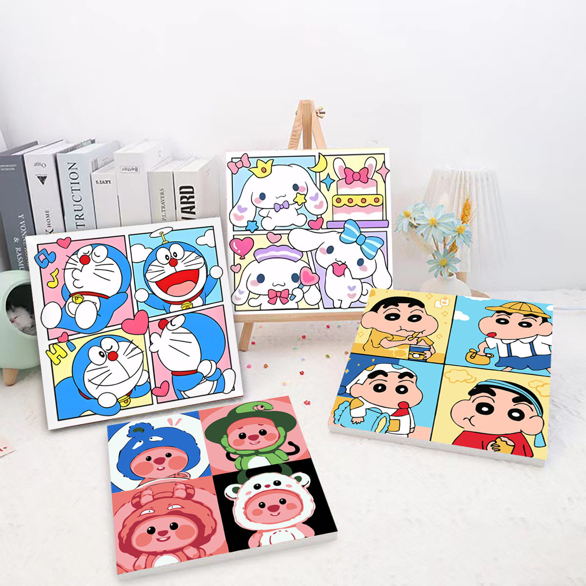 二次元数字油画diy儿童卡通动漫原神填色手工画治愈系油彩画批货
