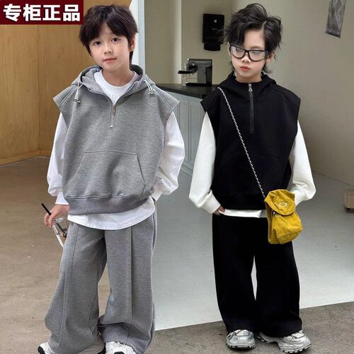 韩国AS品牌男童春装卫衣套装2026新款大童春季男孩春秋款儿童马甲