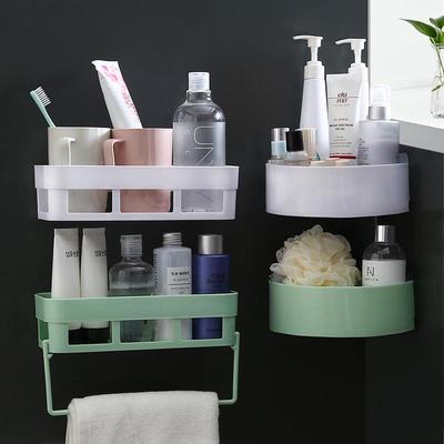 Bathroom storage shelf, wall-mounted drill-free organizer, t