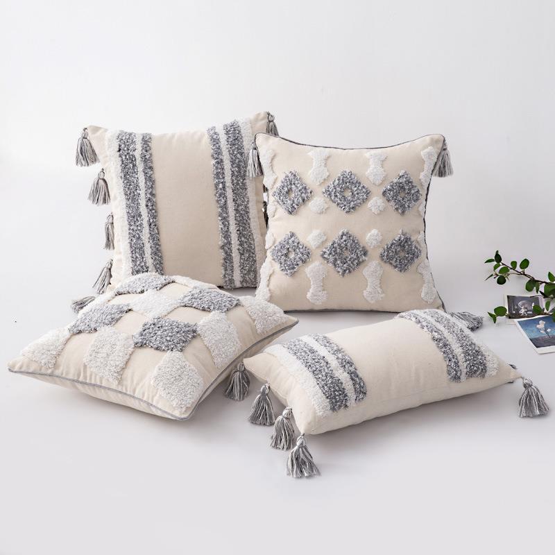 Premium Tufted Sofa Cushion Cover with Tassel Bohemian Handm